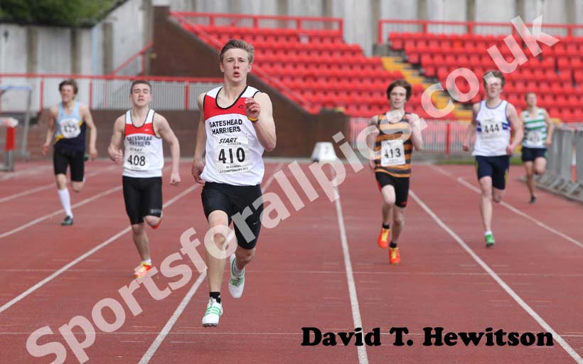 Joe Robertshaw (Gateshead Harriers)  wins the under-17 400 metres, 2012 North Eastern Championships.